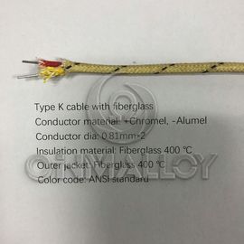 High Temperature Type K Thermocouple Extension Cables Fiberglass Insulation