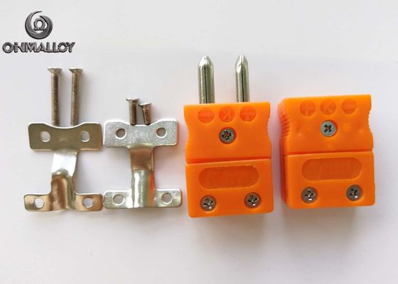 Standard Male Thermocouple Hollow Pin Connector Plug With Wire Clips Clamps Quick Install